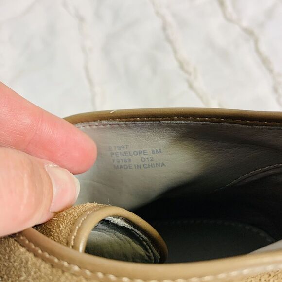 Calvin Klein (8) Penelope Wedge Booties Womens Tan Suede Lace-Up Ankle - Picture 8 of 9